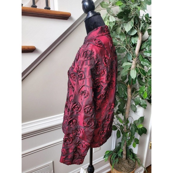 Scott Taylor Women Burgundy Polyester Collared Long Sleeve Buttons Down Shirt M - Picture 5 of 12